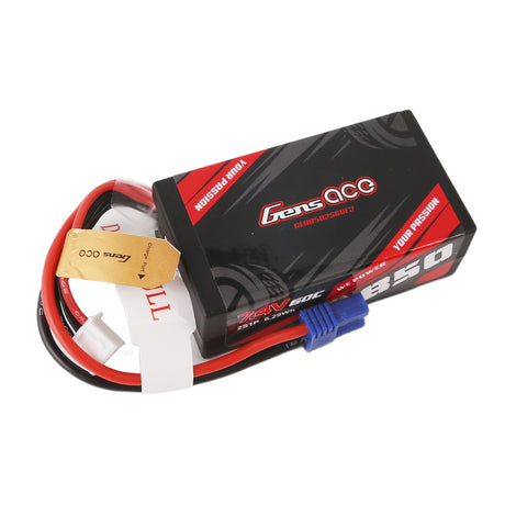 Gens ace 850mAh 7.4V 2S1P 60C Lipo Battery Pack with EC2 Plug