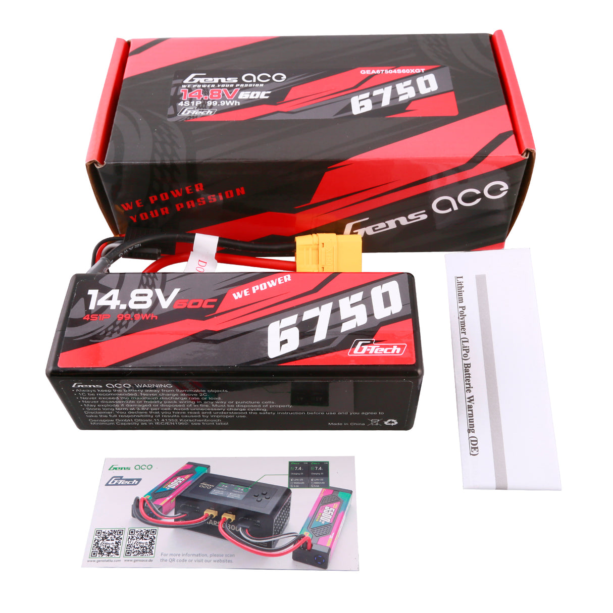 Gens ace G-Tech Hardcase 6750mAh 14.8V 60C 4S1P Lipo Battery with XT90 Plug