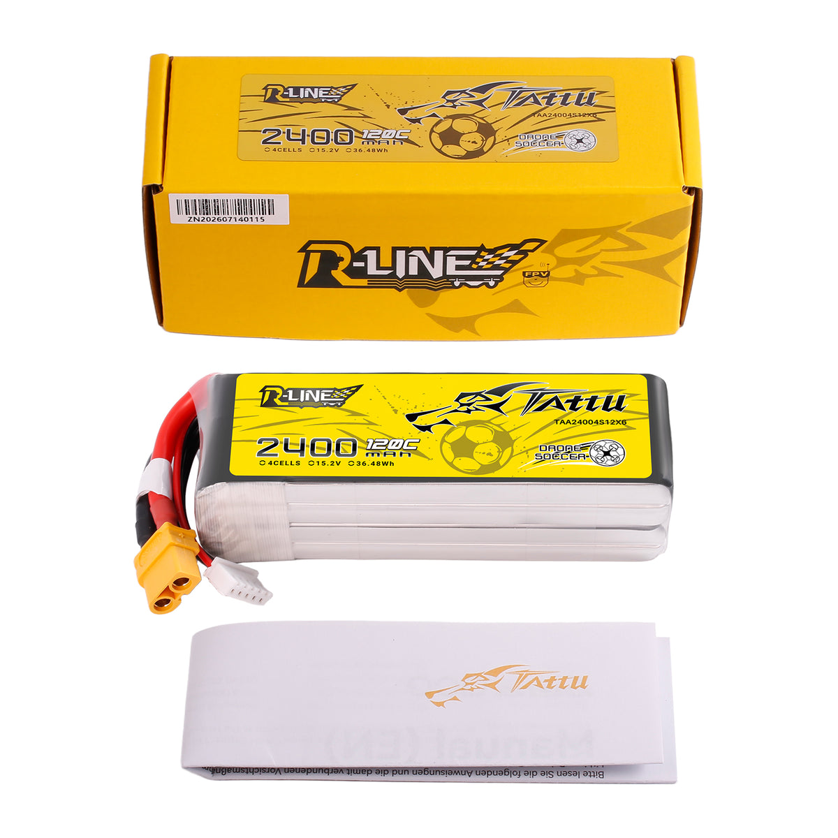 Tattu  2400mAh 15.2V 120C 4S1P High Voltage Lipo Battery Pack with XT60 Plug