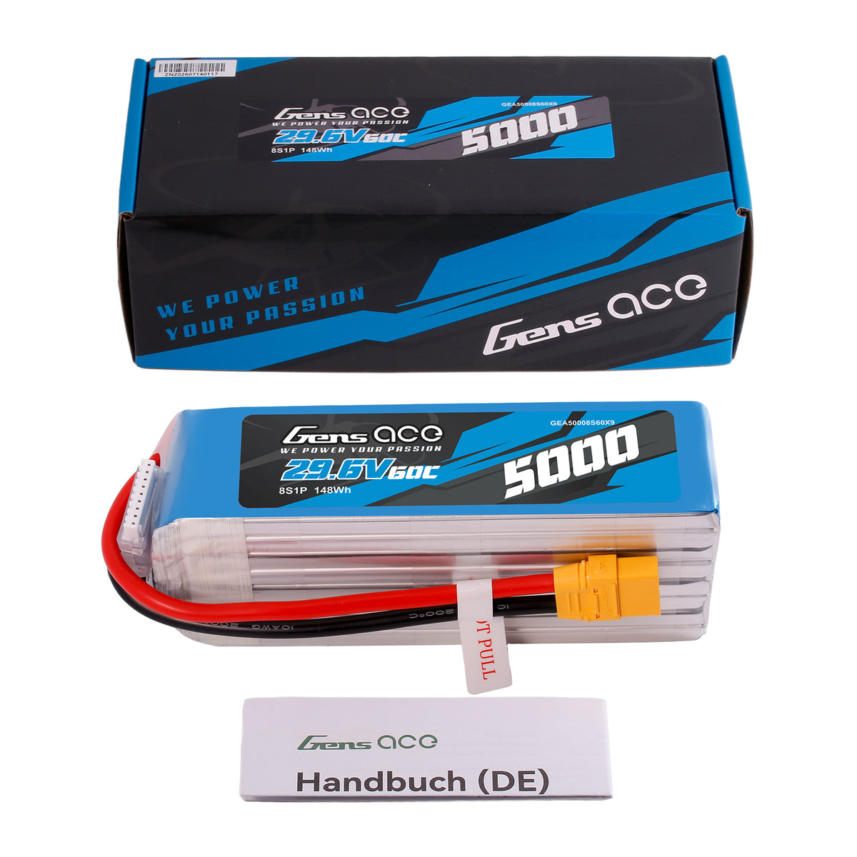 Gens ace 5000mAh 29.6V 60C 8S1P Lipo Battery Pack with XT90