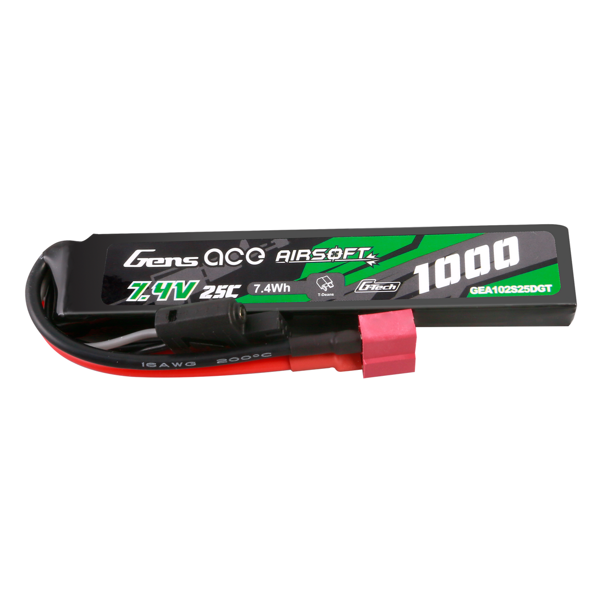 Gens ace G-Tech 25C 1000 mAh 2S1P 7,4 V Airsoft Gun Lipo Akku mit T-Stecker