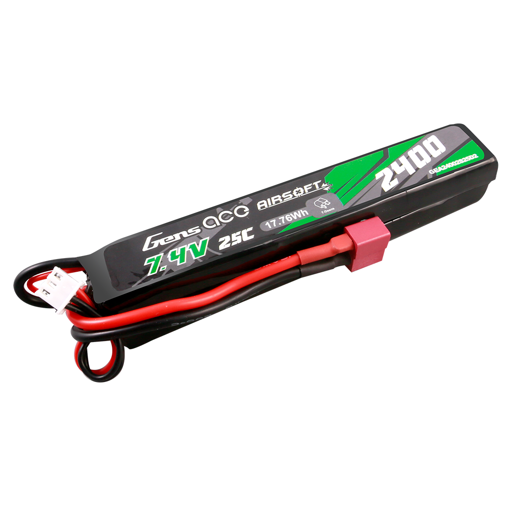 Gens ace 25C 2400 mAh 2S2P 7,4 V Sattel Airsoft Gun Lipo Akku mit Mini Deans(T) Stecker