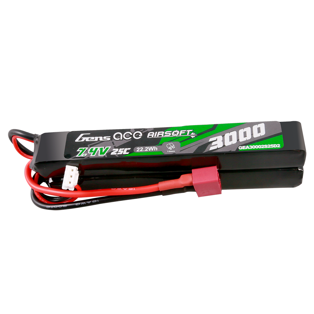 Gens ace 25C 3000 mAh 2S2P 7,4 V Sattel Airsoft Gun Lipo Akku mit Mini Deans(T) Stecker