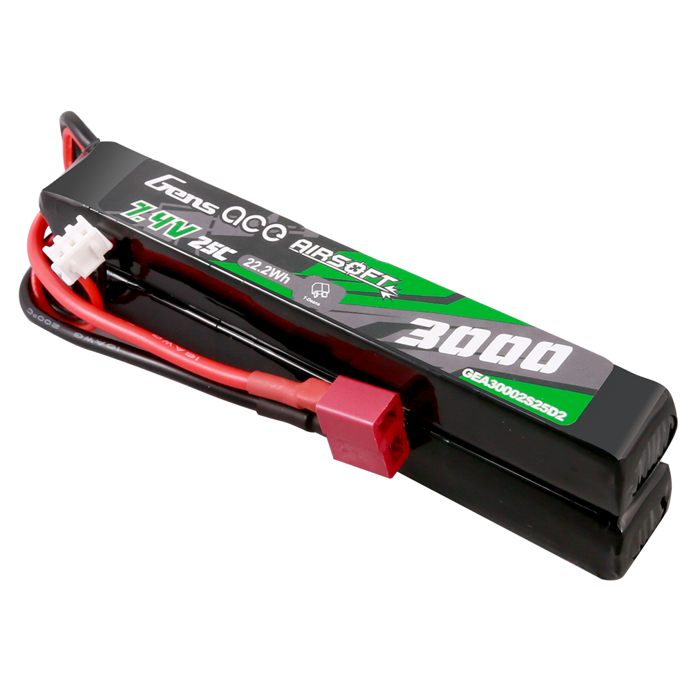 Gens ace 25C 3000 mAh 2S2P 7,4 V Sattel Airsoft Gun Lipo Akku mit Mini Deans(T) Stecker