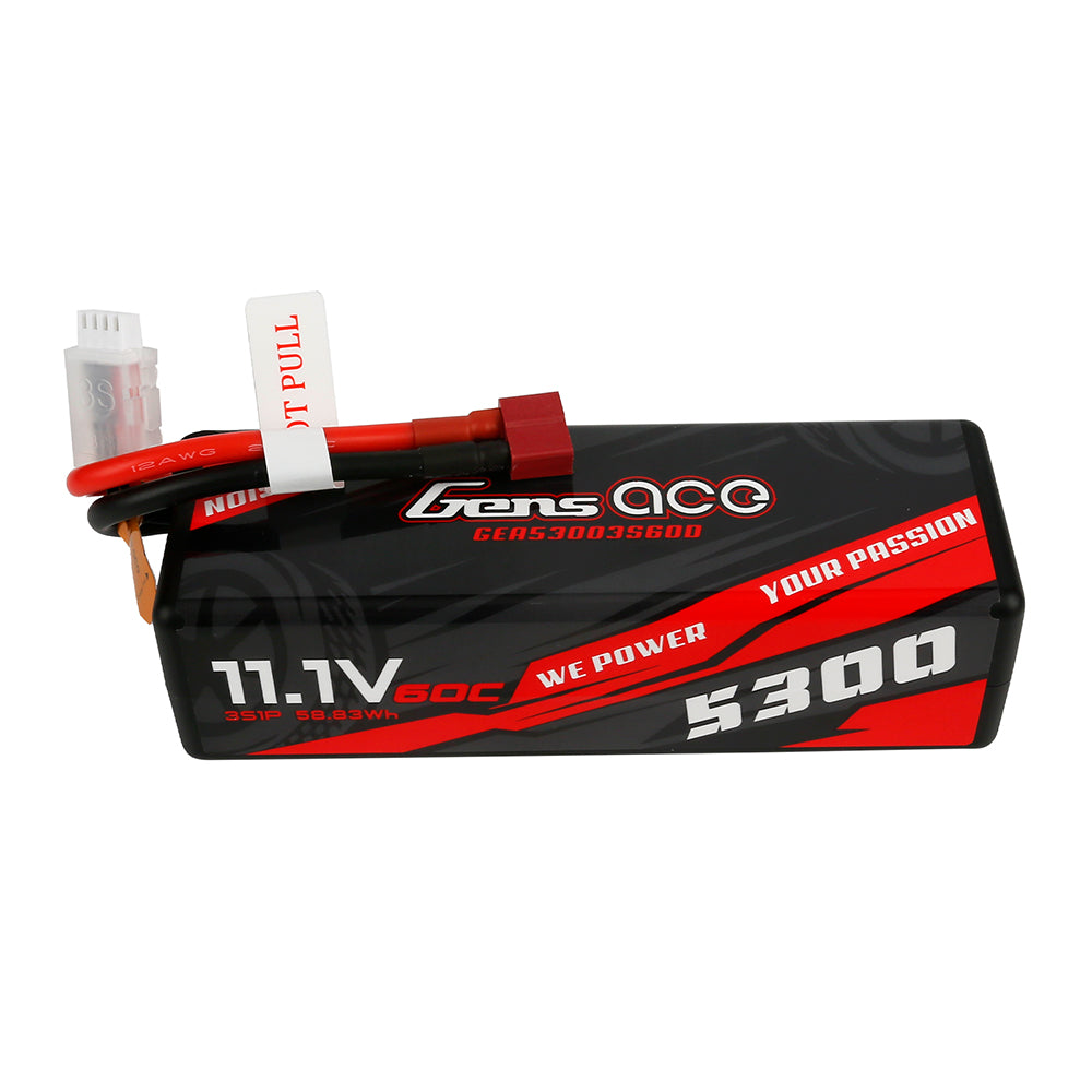 Gens ace 5300mAh 11.1V 60C 3S1P HardCase 15# car Lipo Battery with T-plug