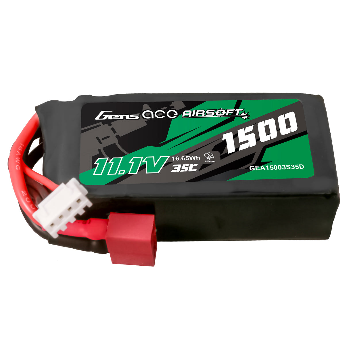 Gens ace 25C 1500mAh 3S1P 11.1V Airsoft Gun Lipo Battery with T Plug Gens ace 25C 1500mAh 3S1P 11.1V Airsoft Gun Lipo Battery with T Plug