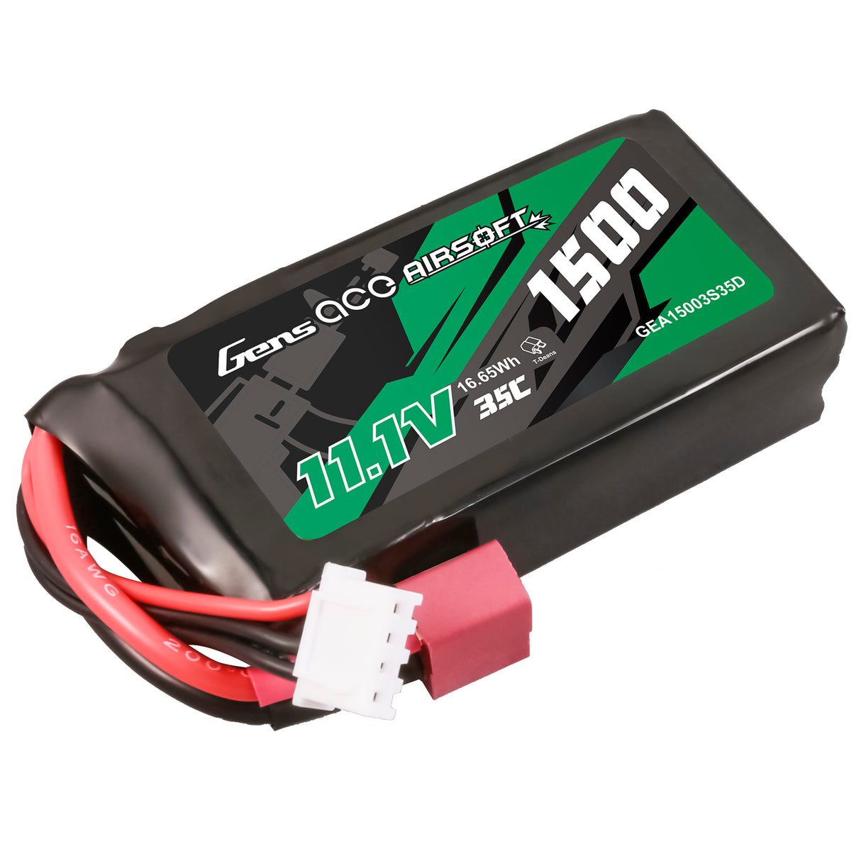 Gens ace 35C 1500 mAh 3S1P 11,1 V Airsoft Gun Lipo Akku mit T-Stecker