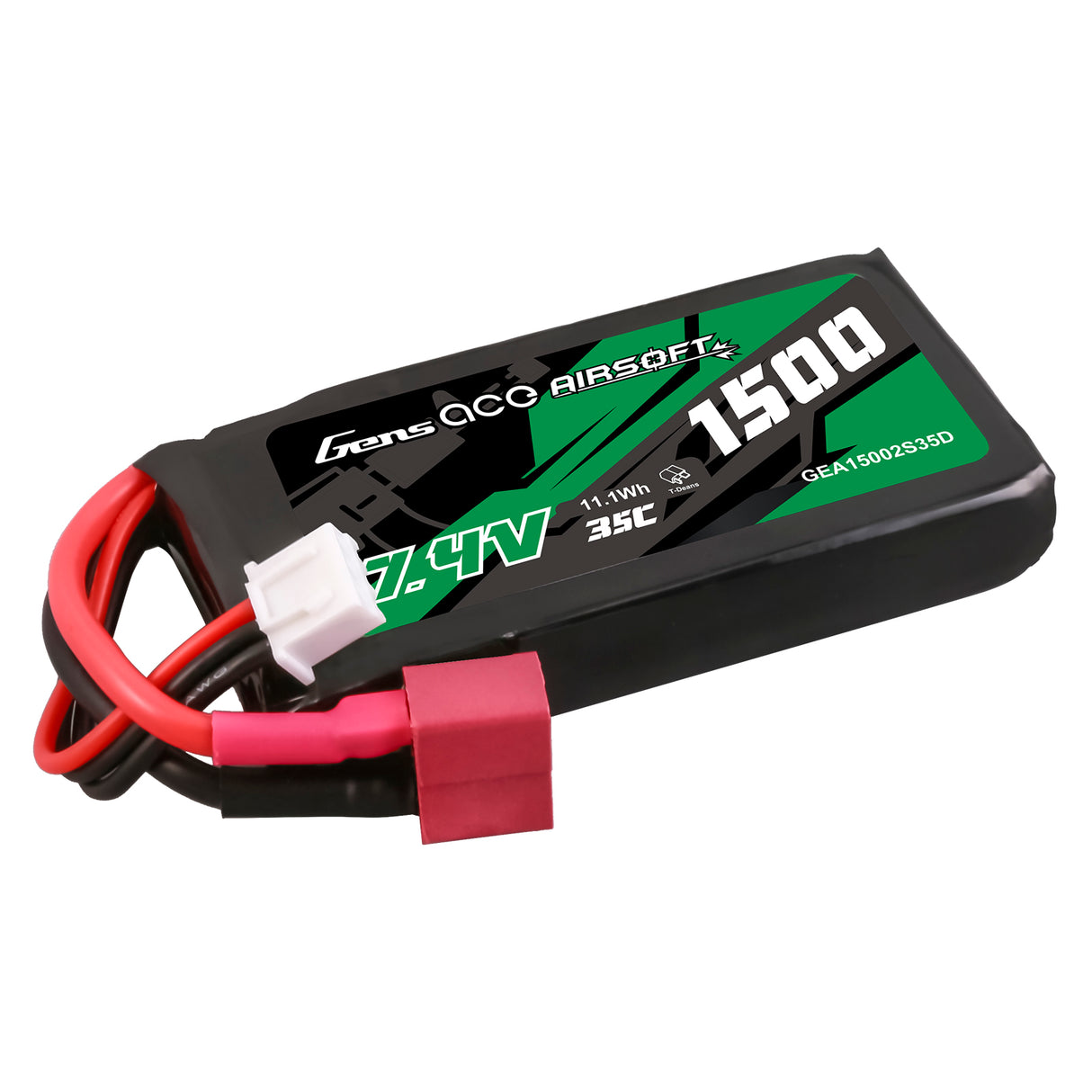 Gens ace 35C 1500mAh 2S1P 7.4V Airsoft Gun Lipo Battery with T Plug