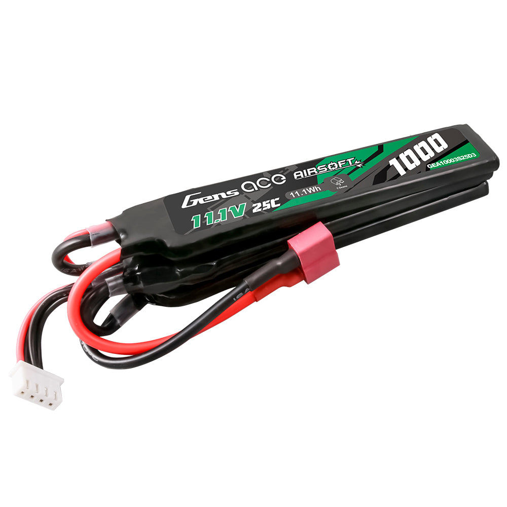 Gens ace 25C 1000 mAh 3S1P 11,1 V Nunchuck 3X Airsoft Gun Lipo Akku mit T-Stecker