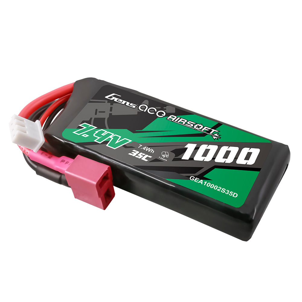 Gens ace 35C 1000mAh 2S1P 7.4V Airsoft Gun Lipo Battery with T Plug