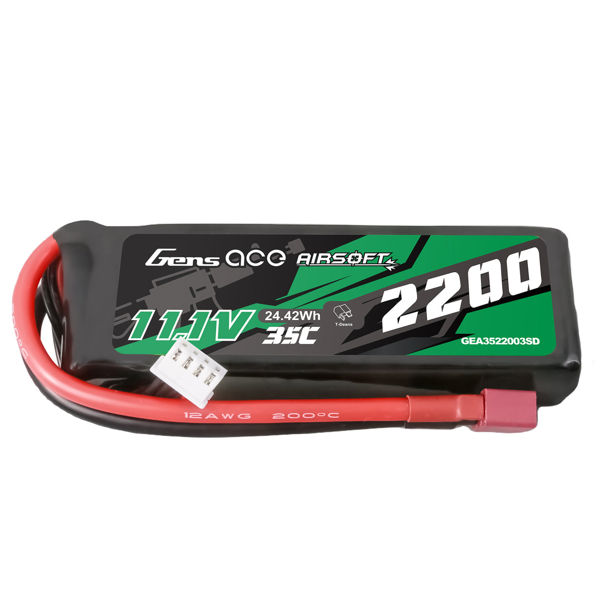 Gens ace 35C 2200 mAh 3S1P 11,1 V Airsoft-Waffe Lipo-Akku mit T-Stecker