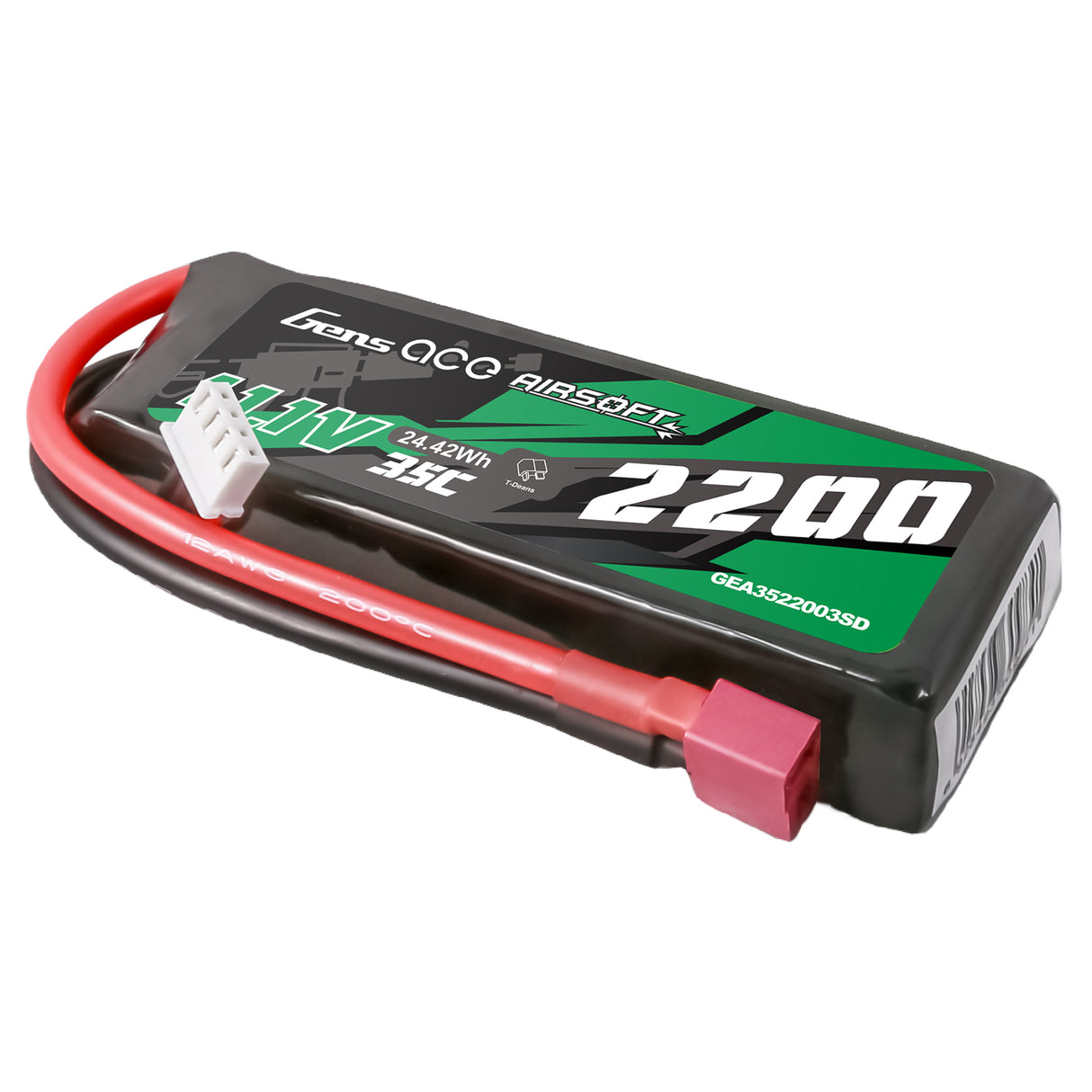 Gens ace 35C 2200 mAh 3S1P 11,1 V Airsoft-Waffe Lipo-Akku mit T-Stecker