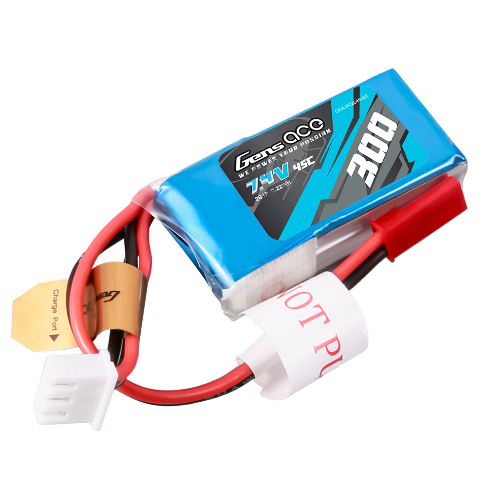 Gens ace 300 mAh 7,4 V 45 C 2S1P Lipo-Akkupack mit JST-SYP-Stecker