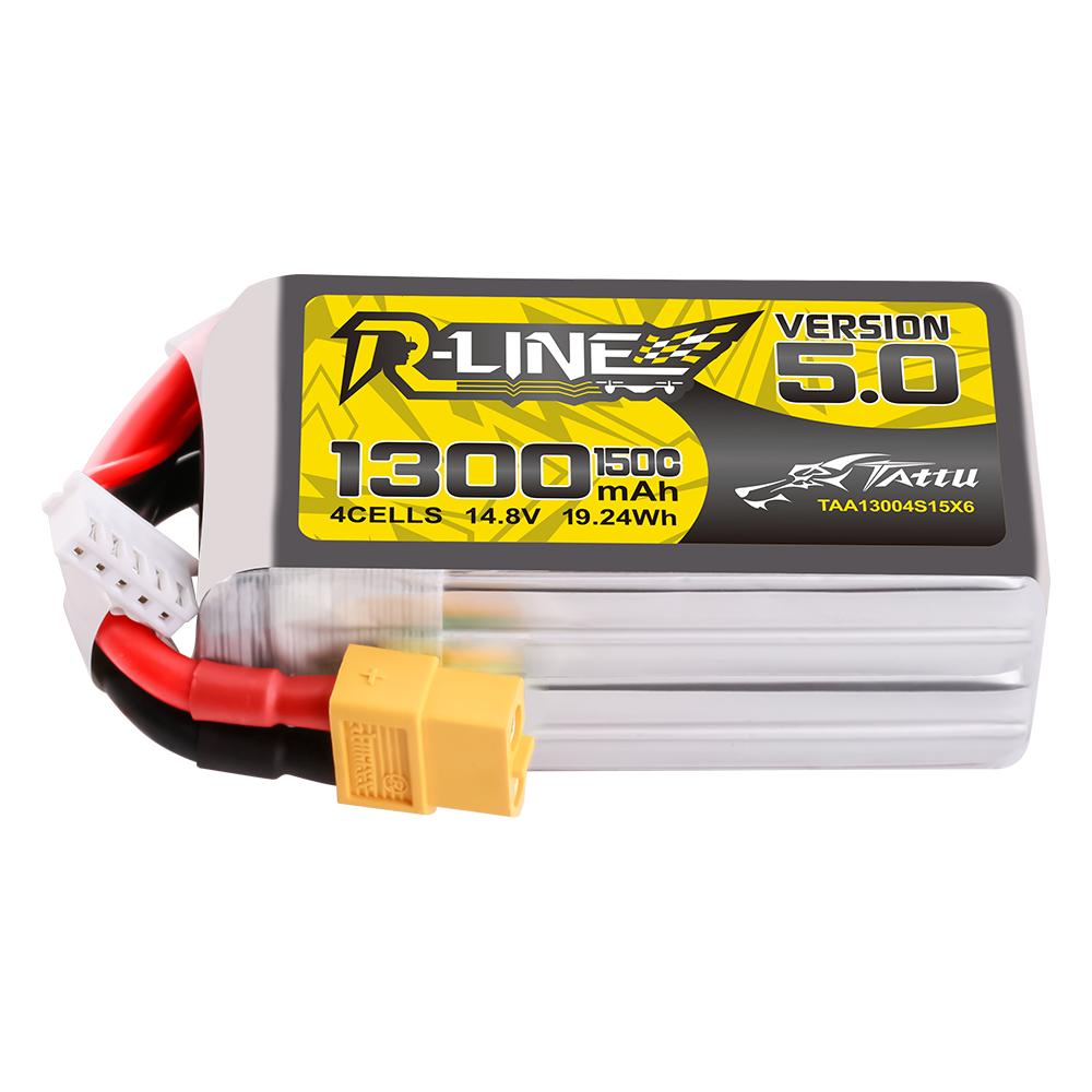 Tattu R-Line Version 5.0 1300 mAh 14,8 V 150C 4S1P Lipo-Akkupack mit XT60-Stecker