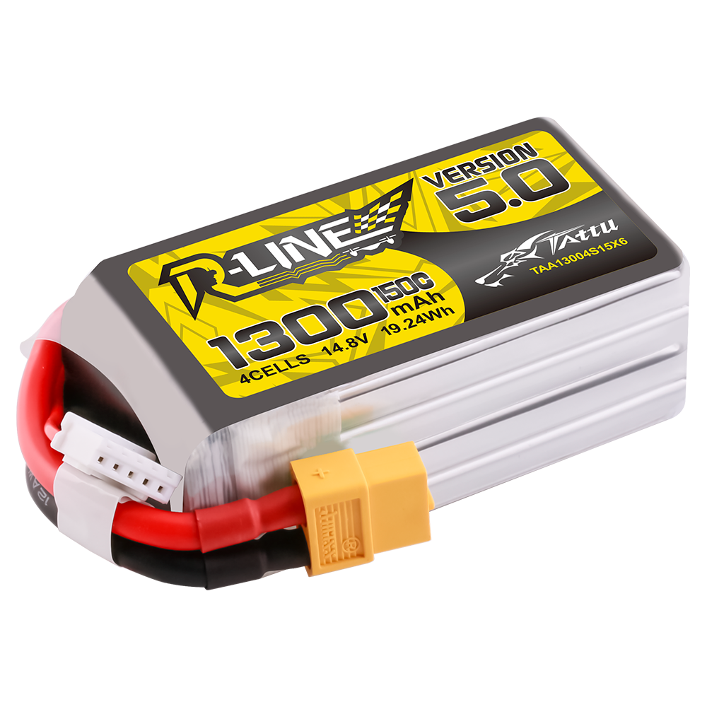 Tattu R-Line Version 5.0 1300mAh 14.8V 150C 4S Lipo Battery Pack with XT60 Plug