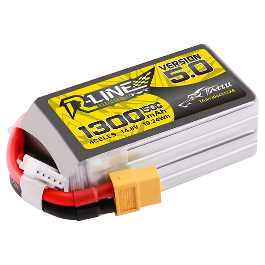 Tattu 1300mAh 4S 150C 14.8V Lipo Battery | XT60 Plug | R-Line 5.0
