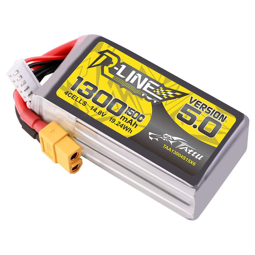 Tattu R-Line Version 5.0 1300 mAh 14,8 V 150C 4S1P Lipo-Akkupack mit XT60-Stecker