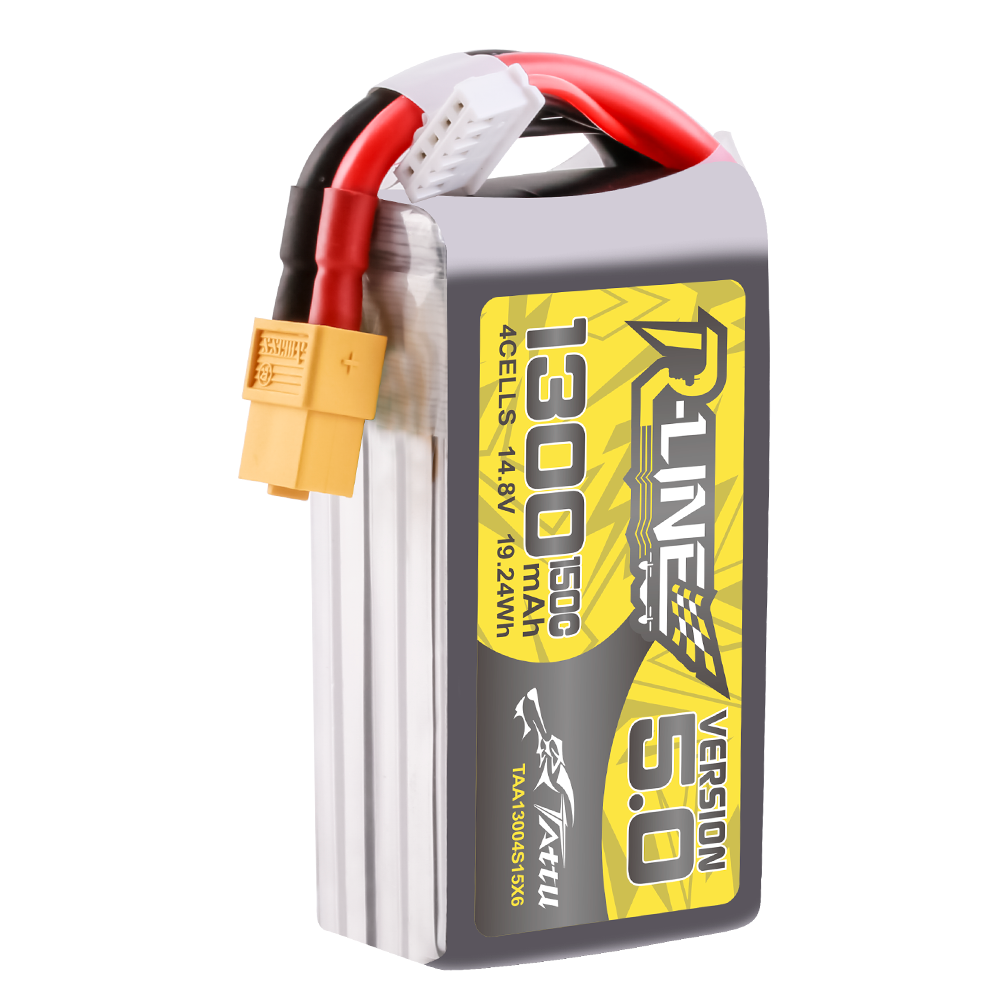 Tattu R-Line Version 5.0 1300 mAh 14,8 V 150C 4S1P Lipo-Akkupack mit XT60-Stecker