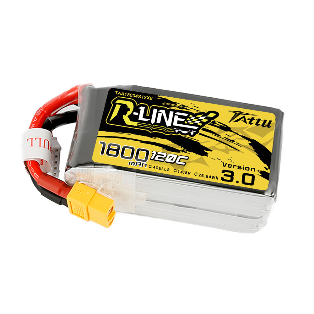 Tattu R-Line Version 3.0 1800 mAh 14,8 V 120C 4S1P Lipo-Akkupack mit XT60-Stecker