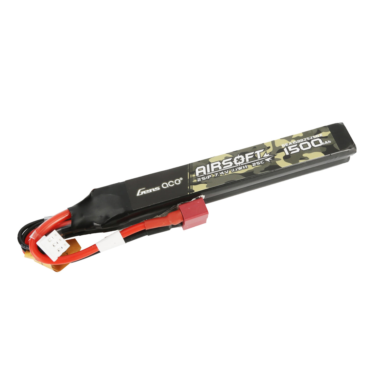 Gens ace 25C 1500mAh 2S1P 7.4V Nunchuck 2X Airsoft Gun Lipo Battery with T Plug