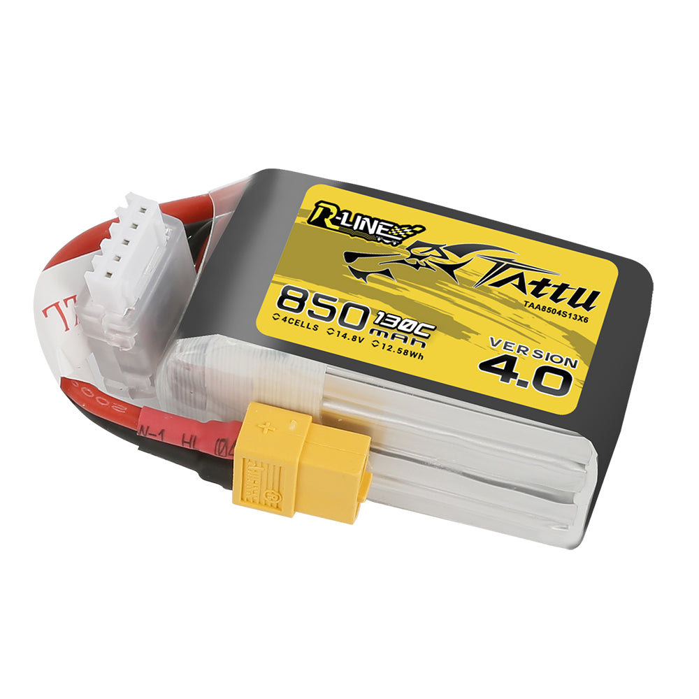 Tattu R-Line Version 4.0 850mAh 4S 14.8V 130C Lipo Battery Pack with XT60 Plug