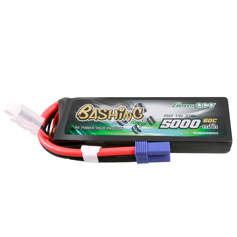 Gens ace bashing series 5000mAh 7.4V 2S1P 60C Lipo Battery Pack with EC5 plug