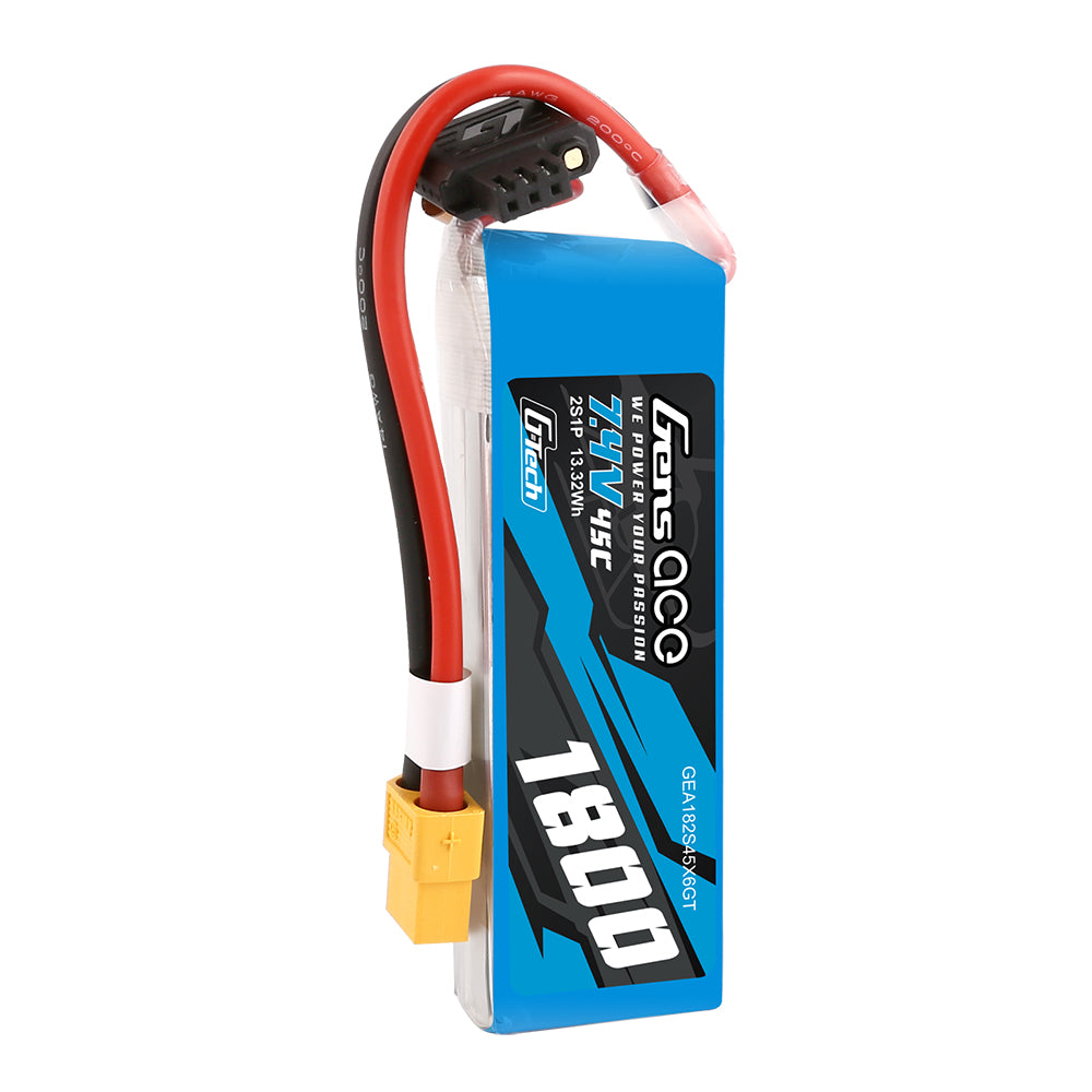 Gens ace G-Tech 1800mAh 7.4V 45C 2S1P Lipo Battery Pack with XT60 Plug Gens ace G-Tech 1800mAh 7.4V 45C 2S1P Lipo Battery Pack with XT60 Plug