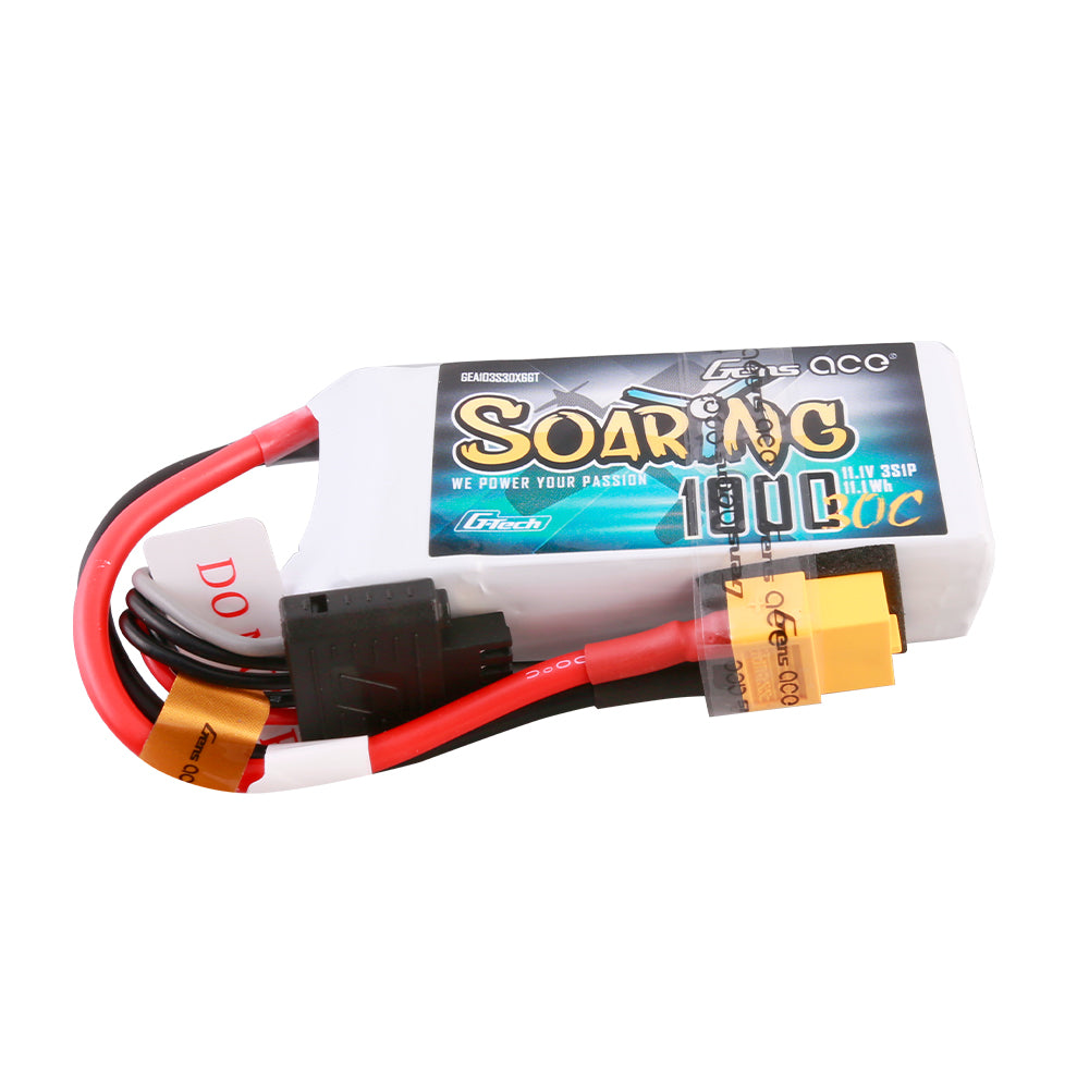 Gens ace G-Tech Soaring 1000 mAh 11,1 V 30C 3S1P Lipo-Akkupack mit XT60-Stecker