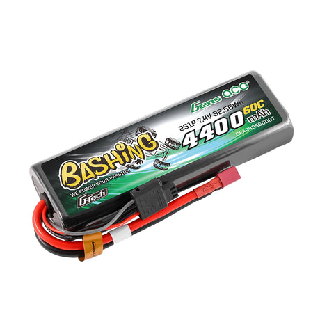 Gens ace Bashing G-Tech 4400mAh 7.4V 2S1P 60C RC Car Lipo Battery Pack  Deans(T) Plug, Hardcase 759-17#