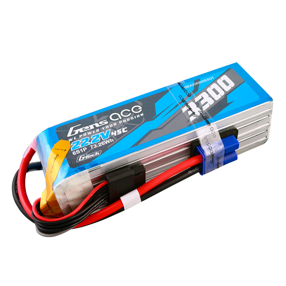 Gens ace G-Tech 3300mAh 22.2V 45C 6S1P Lipo Battery Pack with EC5 Plug