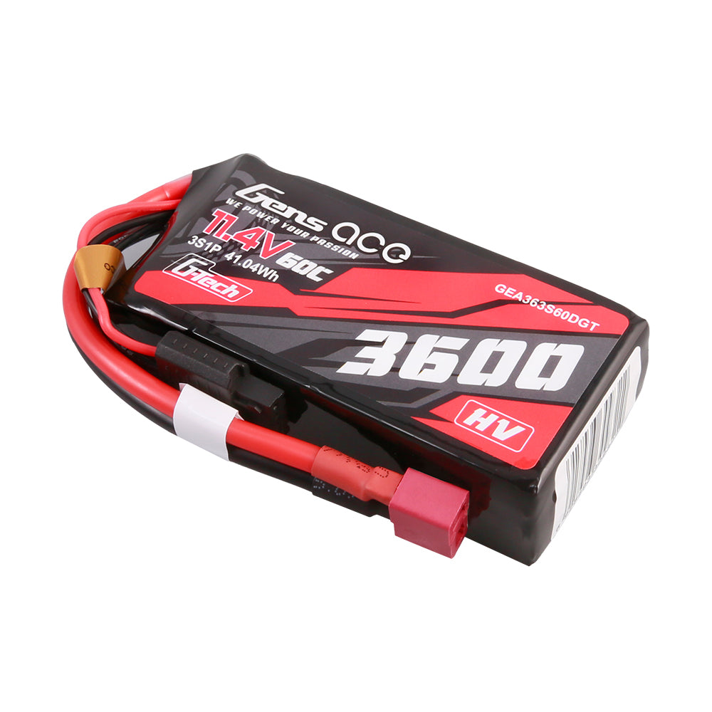 Gens ace 3600mAh 11.4V 3S1P 60C High Voltage Lipo Battery Pack with T-plug Gens ace 3600mAh 11.4V 3S1P 60C High Voltage Lipo Battery Pack with T-plug