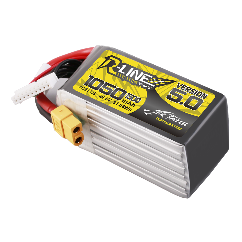 Tattu R-Line Version 5.0 1050 mAh 29,6 V 8S1P 150C Lipo-Akkupack mit XT60-Stecker