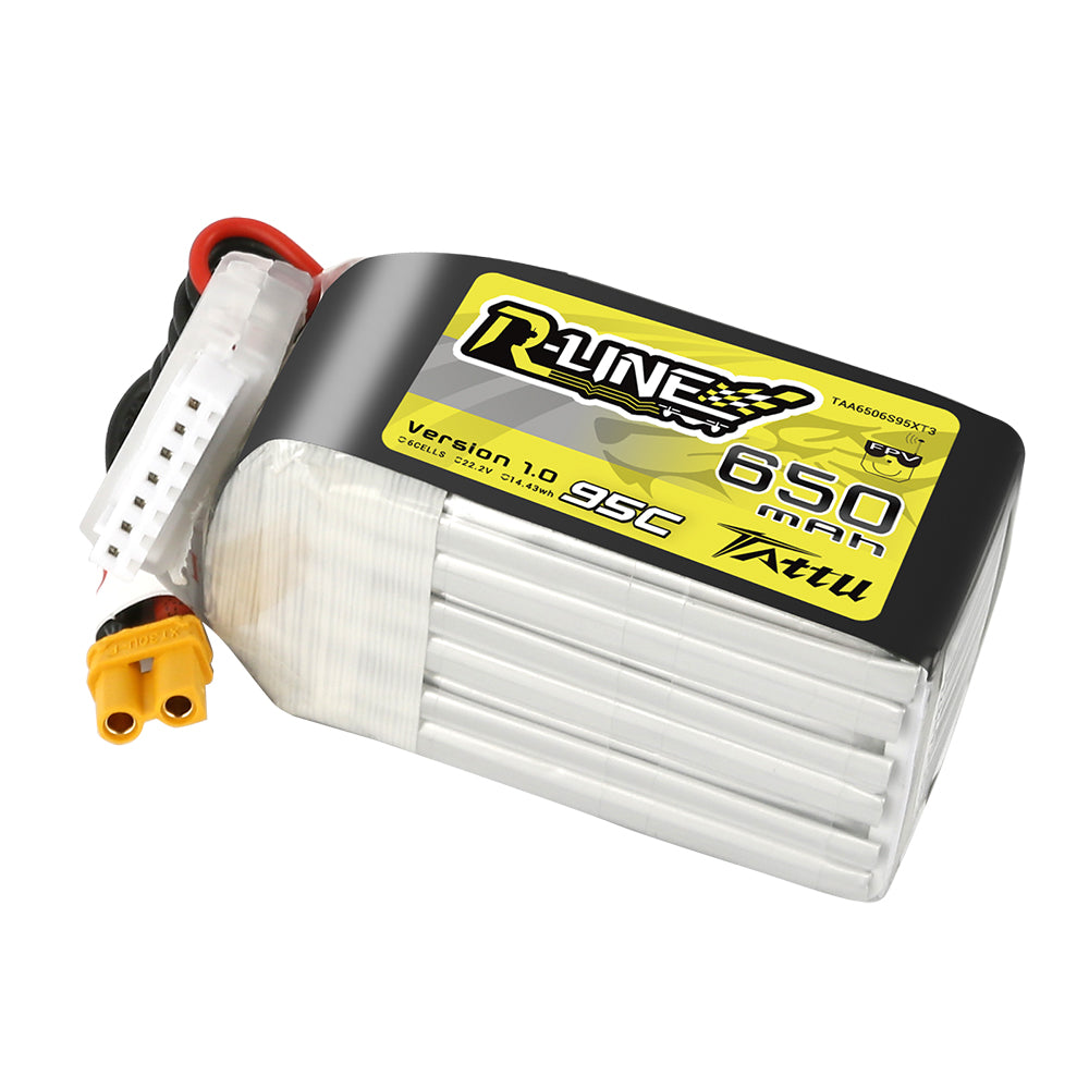 Tattu R-Line 650 mAh 95 C 22,2 V 6S1P Lipo-Akkupack mit XT30U-F-Stecker