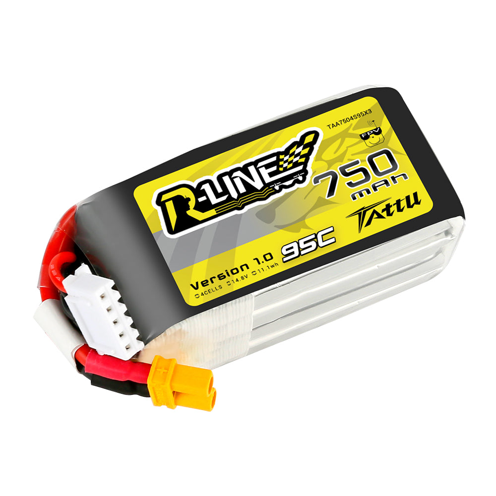 Tattu R-Line 750mAh 4S 14.8V 95C Lipo Battery with XT30