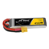 Tattu 450 mAh 2S 75C 7,4 V Lipo-Akkupack mit XT30-Stecker, lange Größe