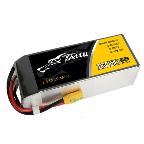 Tattu 16000mAh 29.6V 8S1P 30C 473.6Wh LiPo Battery with XT90-S