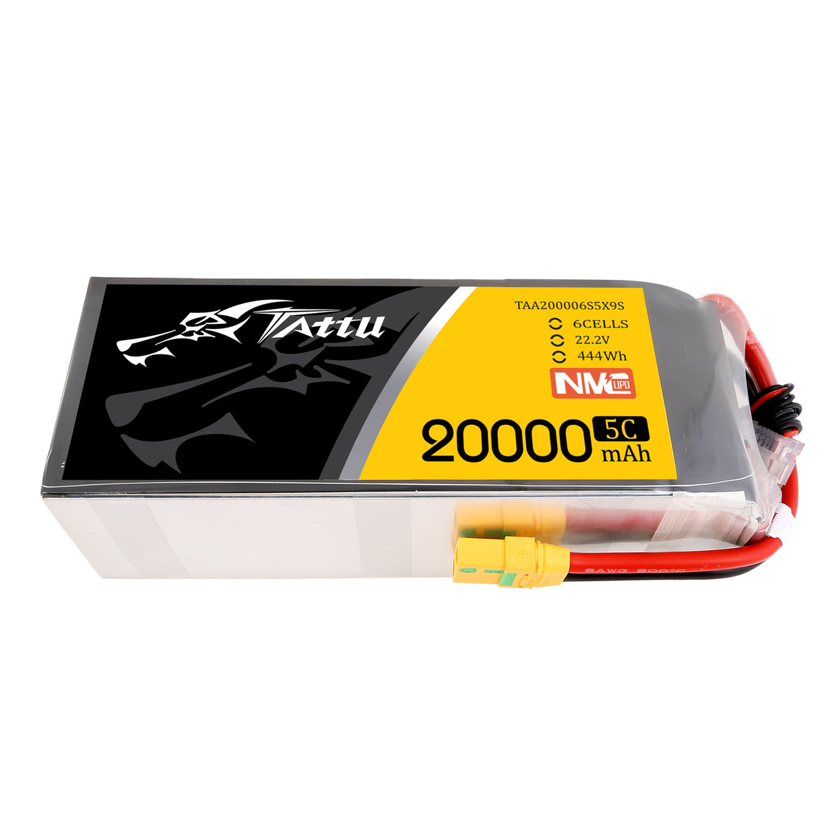 Tattu Semi-Solid State 20000mAh 22.2V 5C 6S1P Lipo Battery Pack with XT90-S plug