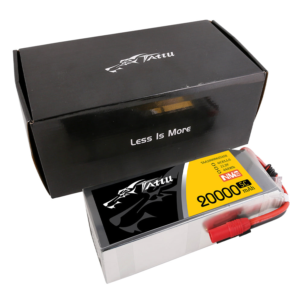 Tattu Semi-Solid State 20000mAh 22.2V 5C 6S1P Lipo Battery Pack with AS150+XT150 plug