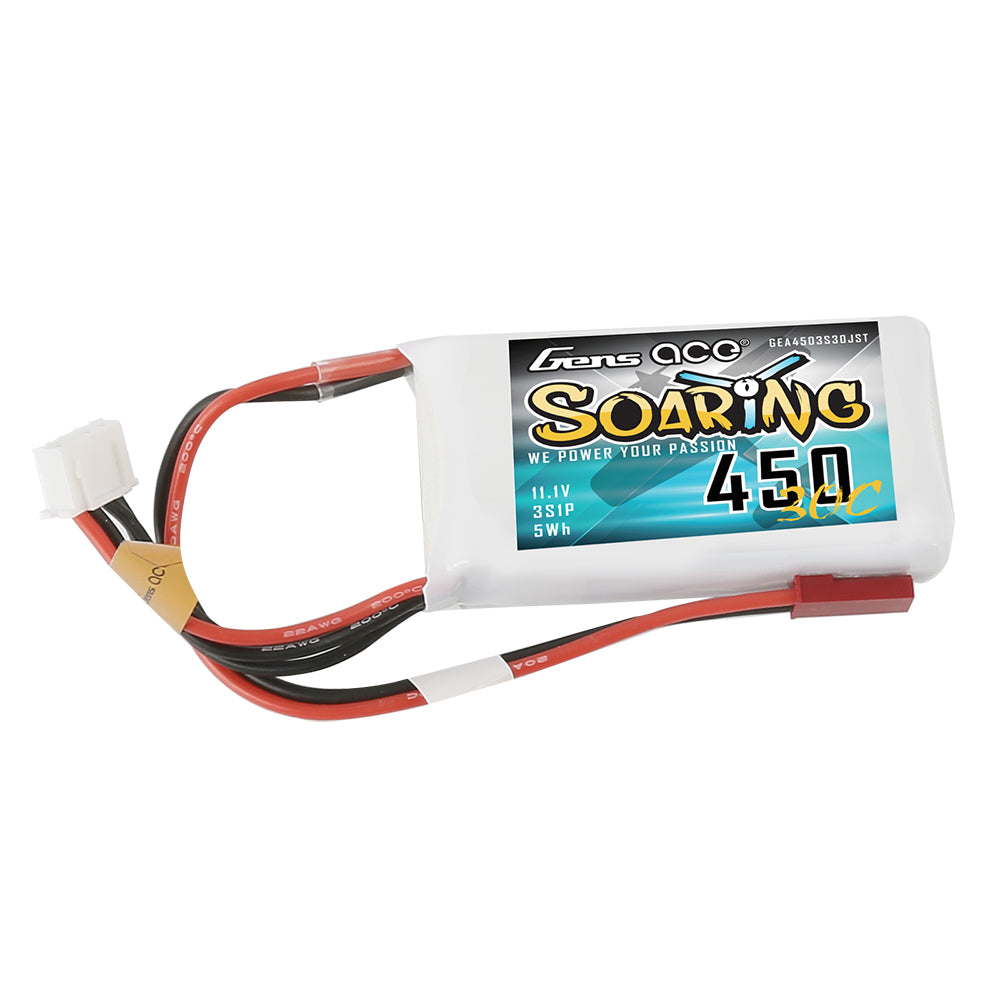 Gens ace Soaring 450 mAh 11,1 V 30C 3S1P Lipo-Akkupack mit JST-SYP-Stecker