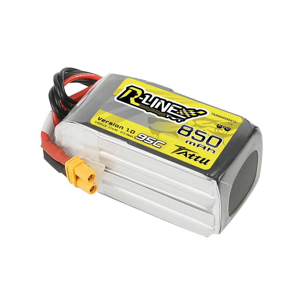 Tattu R-Line 850mAh 4S 14.8V 95C Lipo Battery Pack with XT30 Plug