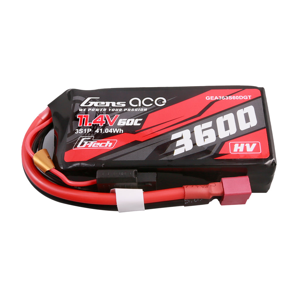 Gens ace G-Tech 3600 mAh 11,4 V 3S1P 60C Hochspannungs-Lipo-Akkupack mit T-Stecker