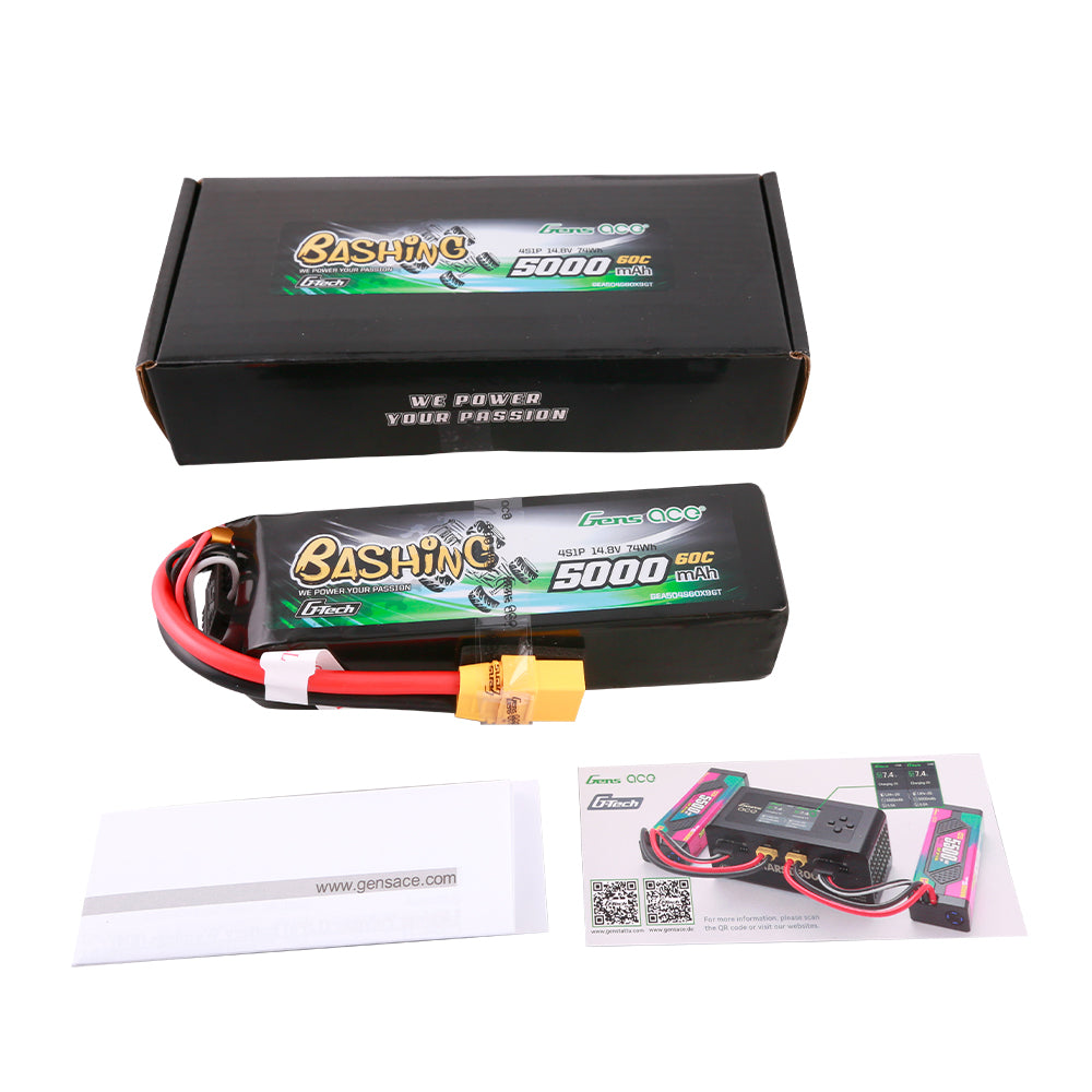 Gens ace G-Tech 5000 mAh 14,8 V 4S1P 60C Lipo-Akkupack mit XT90 Plug-Bashing-Serie