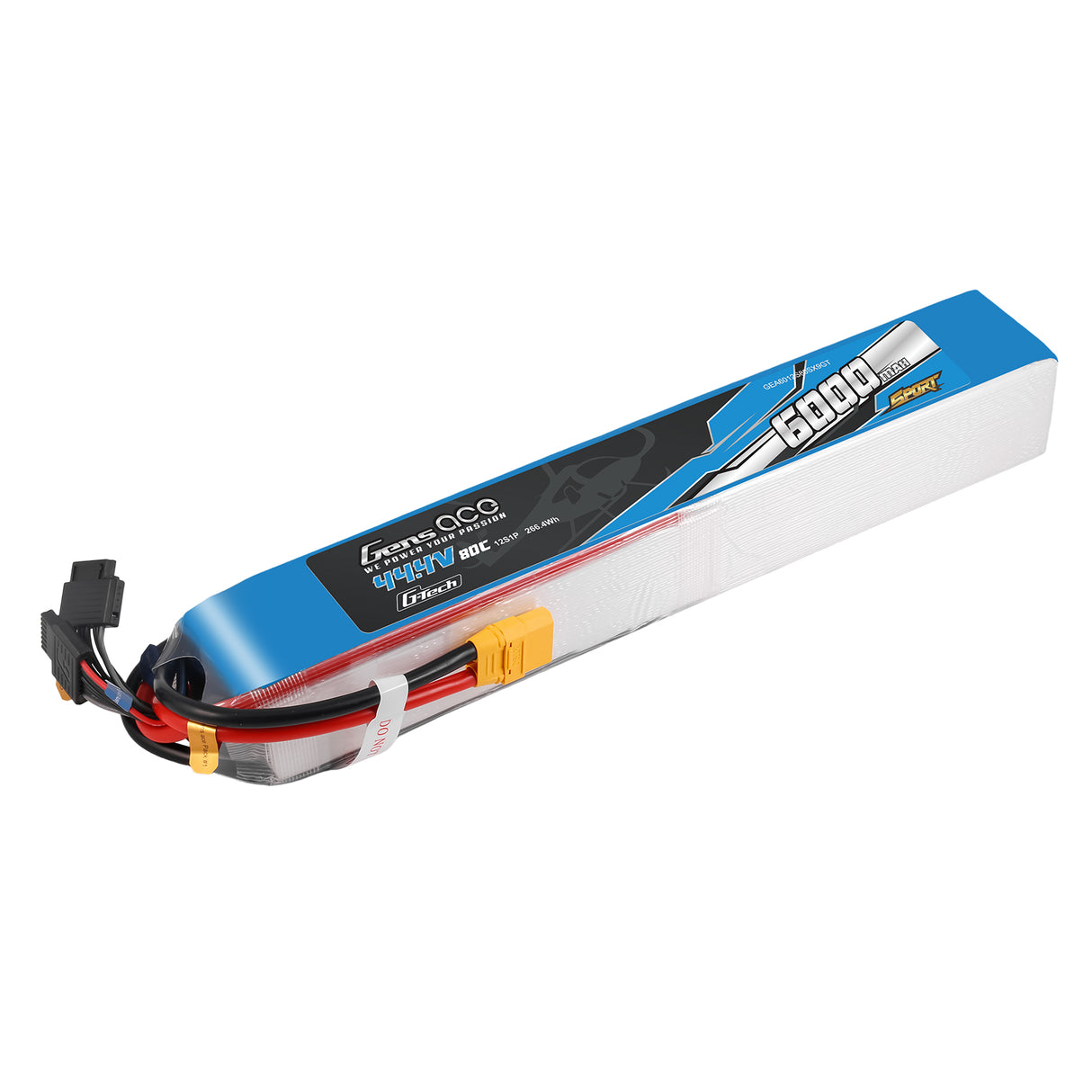 Gens Ace Sport G-Tech 6000mAh 44.4V 80C 12S1P Battery Pack with XT90 plug