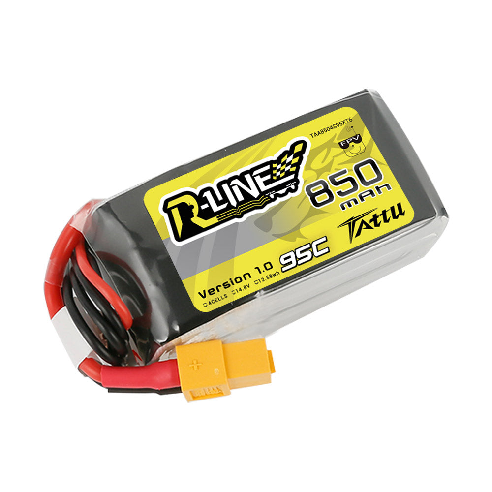 Tattu R-Line 850mAh 4S 95C 14.8V Lipo Battery Pack with XT60 Plug