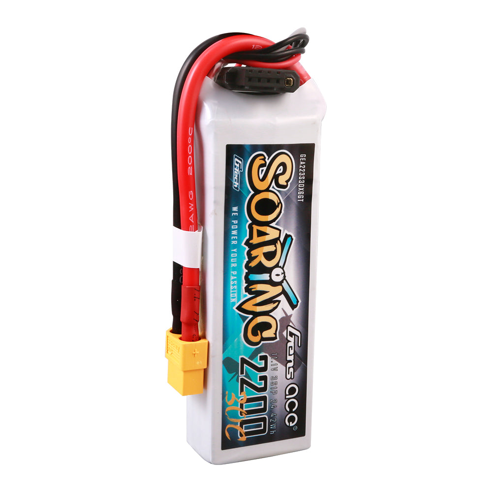 Gens ace G-Tech Soaring 2200mAh 11.1V 30C 3S1P Lipo Battery Pack with XT60 Plug Gens ace G-Tech Soaring 2200mAh 11.1V 30C 3S1P Lipo Battery Pack with XT60 Plug