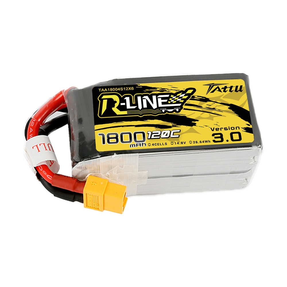 Tattu R-Line Version 3.0 1800mAh 14.8V 120C 4S1P Lipo Battery Pack with XT60 Plug