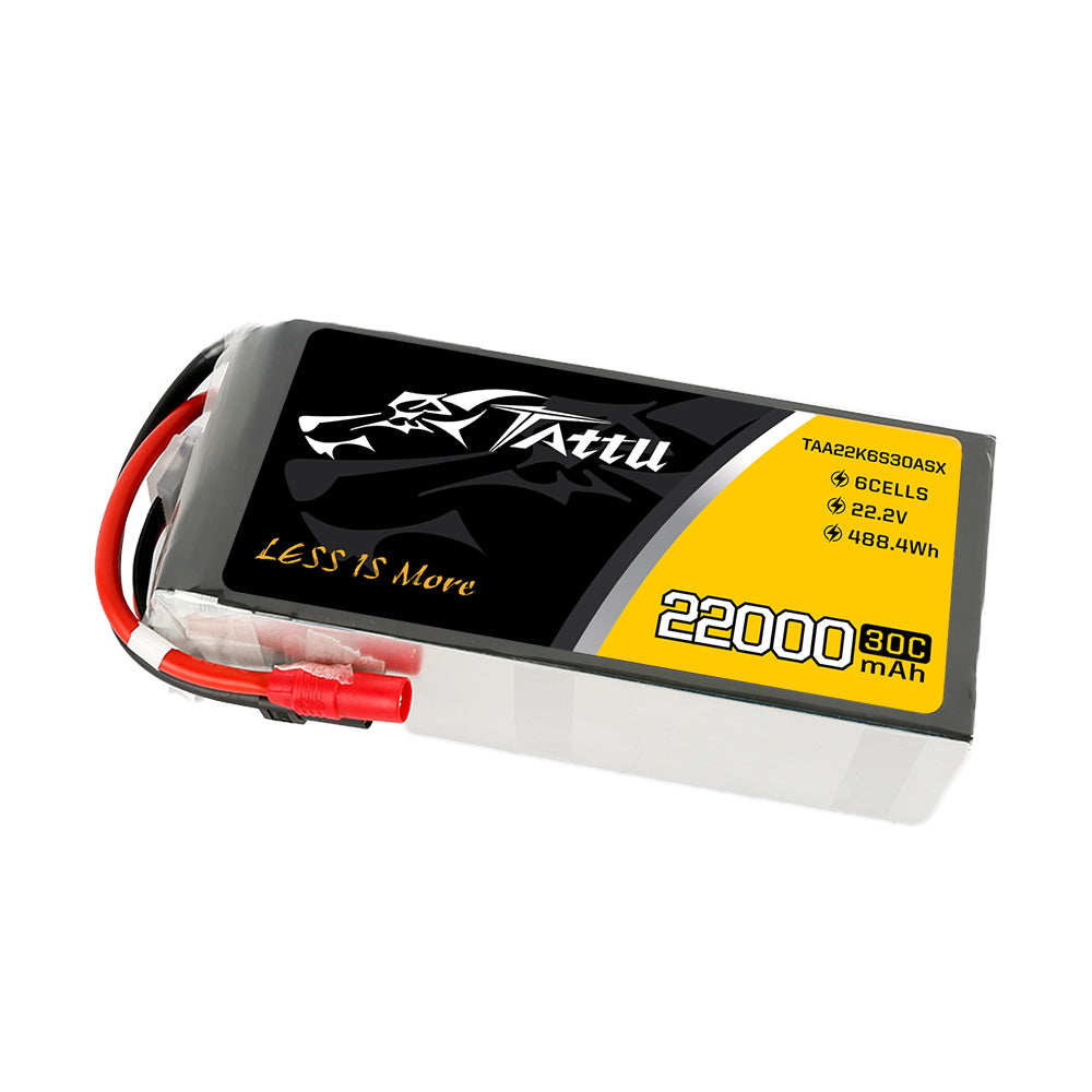 Tattu 22000mAh 22.2V 30C 6S1P Lipo Battery Pack with AS150+XT150 plug