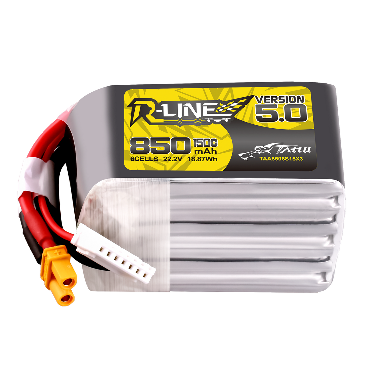 Tattu R-Line Version 5.0 850 mAh 22,2 V 6S1P 150C Lipo-Akkupack mit XT30U-F-Stecker