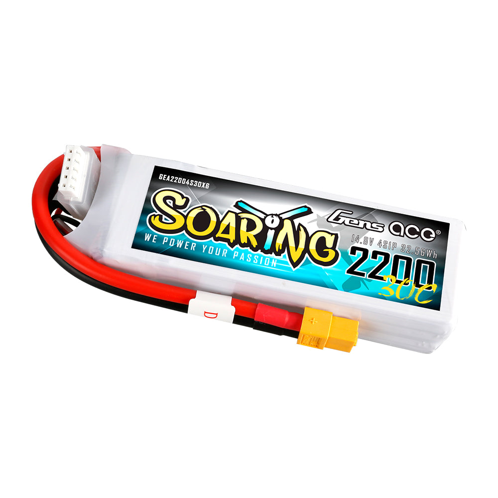 Gens ace Soaring 2200mAh 14.8V 30C 4S1P Lipo Battery Pack with XT60 plug