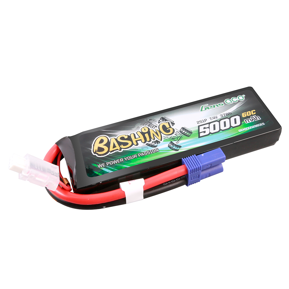 Gens Ace Bashing-Serie 5000 mAh 7,4 V 2S1P 60C Lipo-Akkupack mit EC5-Stecker